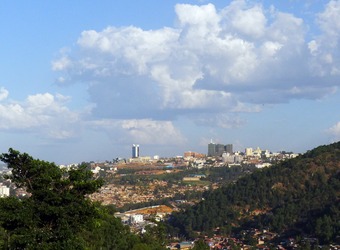 A view of the downtown area of Kigali from a neighboring hill in Rwanda