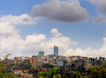 The downtown area of Kigali, a low-rise, rapidly growing city in Rwanda